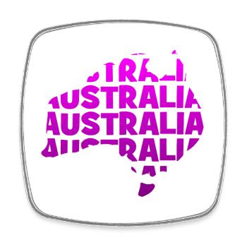 Australia  - Australien - Landkarte - Umriss - Viereckiger Kühlschrankmagnet - Weiß - Vorne