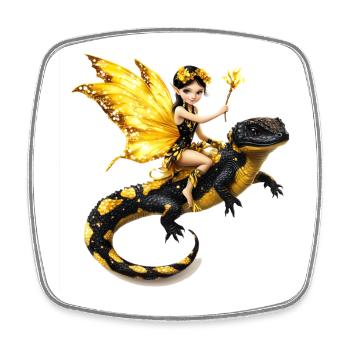 Feenhafte Waldschnucke mit Flügeln auf Drachen - Viereckiger Kühlschrankmagnet - Weiß - Vorne