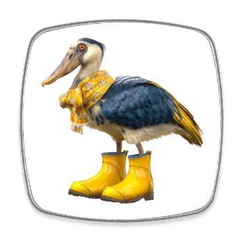 Creative shoebill bird in rubber boots - Square fridge magnet - white - Front