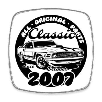 18. Geburtstag - Klassiker Musclecar 10/2007 - Viereckiger Kühlschrankmagnet - Weiß - Vorne