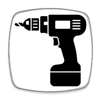 Bohrmaschine - Viereckiger Kühlschrankmagnet - Weiß - Vorne