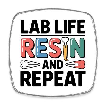 Lab Life Resin und Repeat - Viereckiger Kühlschrankmagnet - Weiß - Vorne