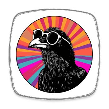 Vogel mit Sonnenbrille und Farbverlauf - Viereckiger Kühlschrankmagnet - Weiß - Vorne