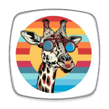 Giraffe picture with sunglasses - Square fridge magnet - white - Front