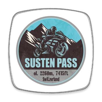 Susten Pass Switzerland Alps Motorcycle Route - Square fridge magnet - white - Front