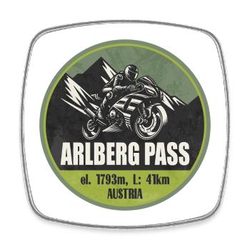Arlberg Pass Austria Tyrol Motorcycle Route - Square fridge magnet - white - Front
