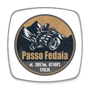 Passo Fedaia Italy Dolomites Motorcycle Route - Square fridge magnet - white - Front