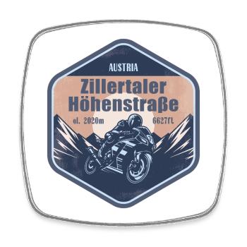 Zillertaler Höhenstraße Österreich Tirol Motorrad R - Viereckiger Kühlschrankmagnet - Weiß - Vorne