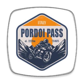 Pordoijoch Italien Dolomiten Motorradroute - Viereckiger Kühlschrankmagnet - Weiß - Vorne