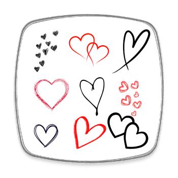 Heart Sketches Artistic Love Motif - Square fridge magnet - white - Front