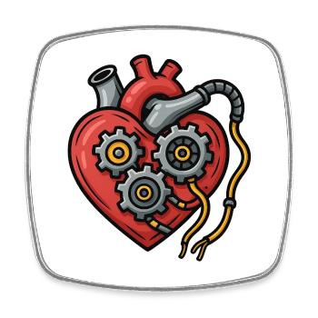 Mechanisches Herz Design - Viereckiger Kühlschrankmagnet - Weiß - Vorne