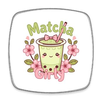 Kawaii Matcha Latte – Matcha Girly - Magnet carré - blanc - Devant