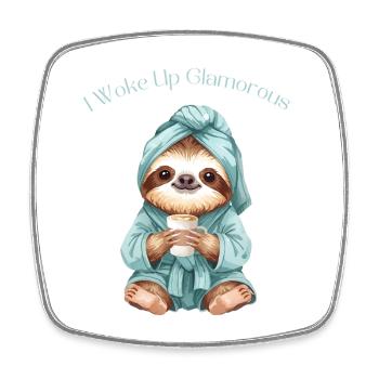 Lazy Glam Sloth - Je me suis réveillé glamour - Magnet carré - blanc - Devant