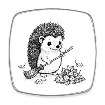 Lustige Igel Illustration - Viereckiger Kühlschrankmagnet - Weiß - Vorne