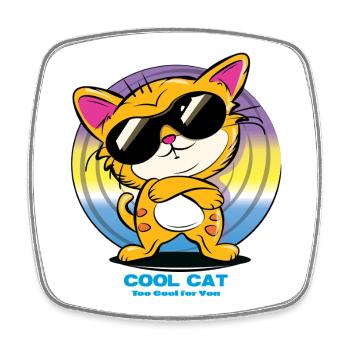 Coole Katze mit Sonnenbrille - Viereckiger Kühlschrankmagnet - Weiß - Vorne