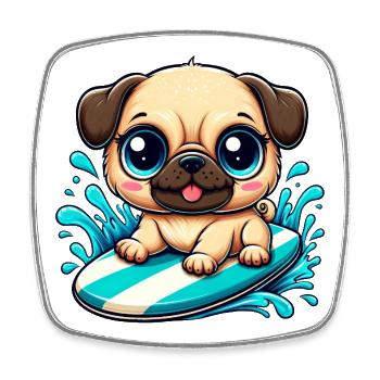 mignon carlin surfeur dessin animé surf été - Magnet carré - blanc - Devant