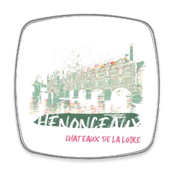 Châteaux de la Loire à Chenonceaux - Magnet carré - blanc - Devant