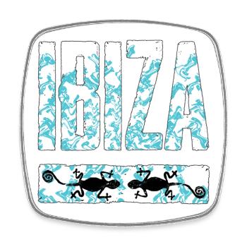 Ibiza Chameleon Art Design - Square fridge magnet - white - Front