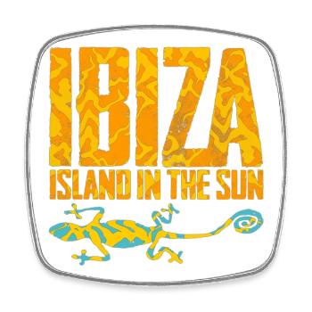 Soleil de l’île d’Ibiza avec gecko - Magnet carré - blanc - Devant