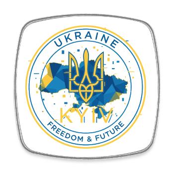 Ukrainian Emblem with Flag Map - Square fridge magnet - white - Front