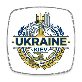 Wappendesign des ukrainischen Nationalwappens - Viereckiger Kühlschrankmagnet - Weiß - Vorne