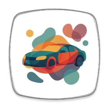 Abstraktes Sportwagen-Design in Farbverläufen - Viereckiger Kühlschrankmagnet - Weiß - Vorne