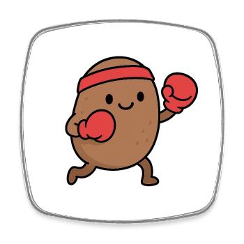 Combattre la pomme de terre avec des gants de boxe - Magnet carré - blanc - Devant