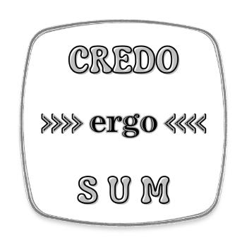 Latin credo ergo sum theology Wordart wordplay - Square fridge magnet - white - Front