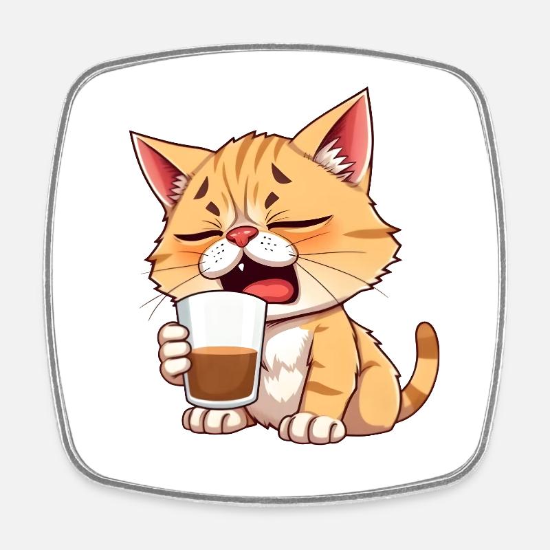 Katze_noch_nicht_wach - Magnet carré - blanc