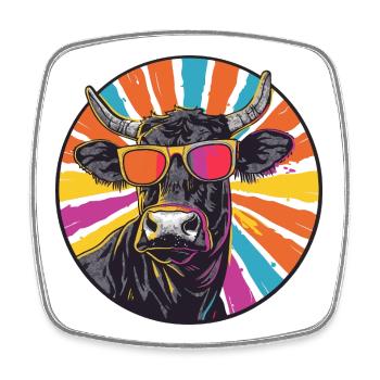 Bulls with sunglasses - Square fridge magnet - white - Front