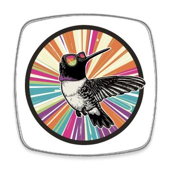 Colibri vibrant avec explosion de couleurs - Magnet carré - blanc - Devant