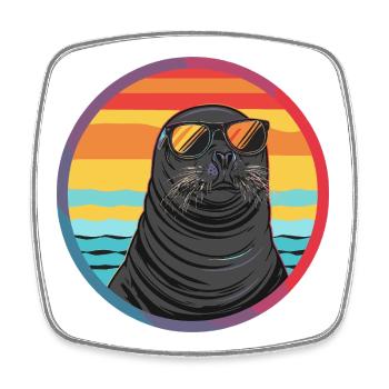 Seal with sunglasses - Square fridge magnet - white - Front