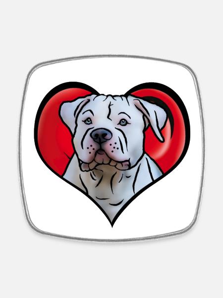 Bouledogue dans le cœur en style bande dessinée - Magnet carré - blanc