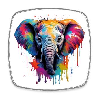 Vibrant Baby Elephant Art for Clothes - Square fridge magnet - white - Front