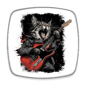 Chat Heavy Metal - Magnet carré - blanc - Devant