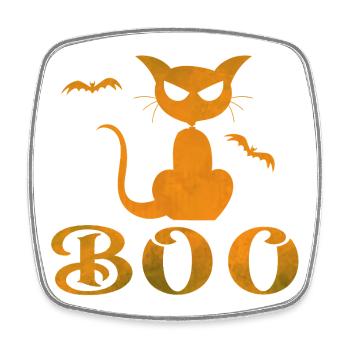 Halloween Boo Katze Design - Viereckiger Kühlschrankmagnet - Weiß - Vorne