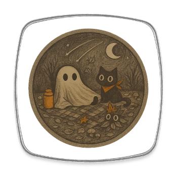 Motif animal nocturne et fantôme - Magnet carré - blanc - Devant