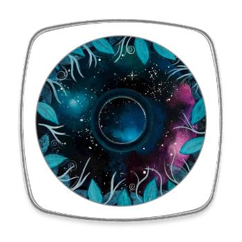 Motif de couronne de feuilles galactiques - Magnet carré - blanc - Devant