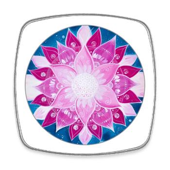 FlowersMandala in Magenta, Pink and Blue - Square fridge magnet - white - Front