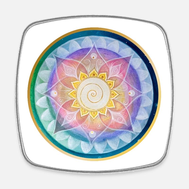 Conception harmonieuse de la méditation mandala - Magnet carré - blanc