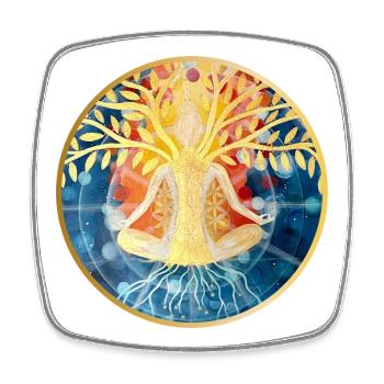 Illustration de méditation sur l’arbre vivant - Magnet carré - blanc - Devant
