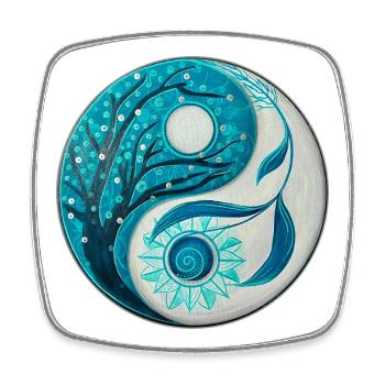 Yin Yang avec arbre et spirale - Magnet carré - blanc - Devant