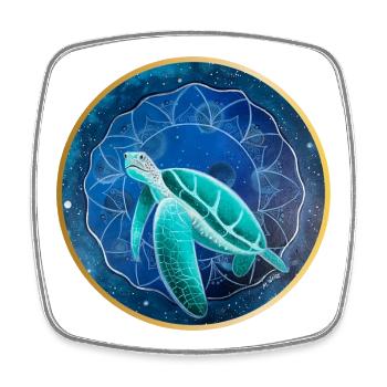 Illustration de tortue de mer galactique - Magnet carré - blanc - Devant