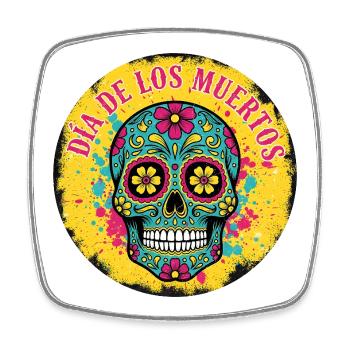 Skull Dia de los Muertos Cracked Edition - Viereckiger Kühlschrankmagnet - Weiß - Vorne