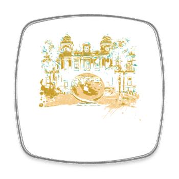Monaco façade Casino, Globe Doré - Magnet carré - blanc - Devant