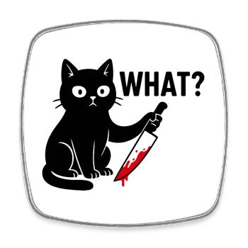 Schwarze Katze mit Messer – Lustiges Halloween  - Viereckiger Kühlschrankmagnet - Weiß - Vorne