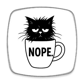 Nope Katze Kaffee Sarkasmus - Viereckiger Kühlschrankmagnet - Weiß - Vorne