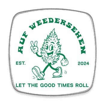 Stoner with Peace Sign - ON WEED - Square fridge magnet - white - Front