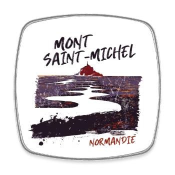 Mont Saint-Michel, Sonnenuntergang, Normandie - Viereckiger Kühlschrankmagnet - Weiß - Vorne