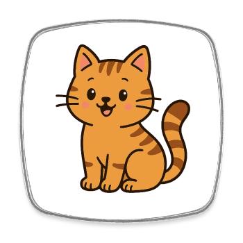 Niedliche Cartoon-Katze im täglichen Leben - Viereckiger Kühlschrankmagnet - Weiß - Vorne